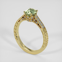 1.12 Ct. Yellowish Green Sapphire Ring, 18K Yellow Gold 2