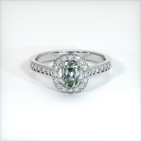 1.20 Ct. Green Sapphire Ring, 14K White Gold 1