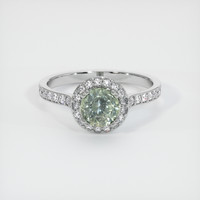 1.11 Ct. Yellowish Green Sapphire Ring, 18K White Gold 1