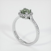 1.11 Ct. Yellowish Green Sapphire Ring, 18K White Gold 2