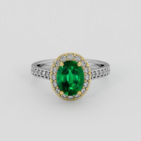 1.30 Ct. Emerald Ring, 18K Yellow & White 1