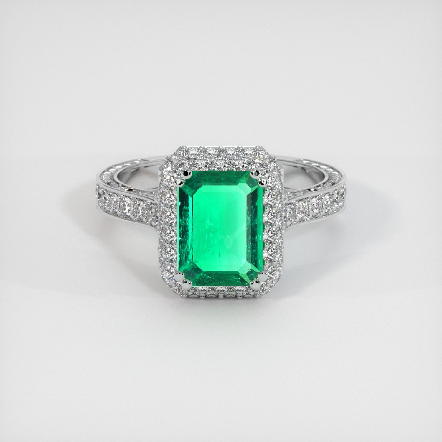 Pave Emerald Ring 1.33 Ct., Platinum 950