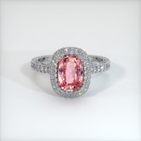 1.96 Ct. Padparadscha Sapphire Ring, 14K White Gold 1