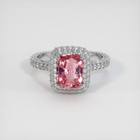 2.06 Ct. Padparadscha Sapphire Ring, 14K White Gold 1