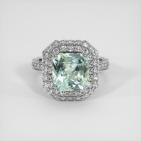 4.45 Ct. Bluish Green Sapphire Ring, 14K White Gold 1