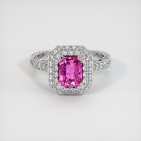 1.72 Ct. Pink Sapphire Ring, 18K White Gold 1
