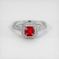 Pave Ruby Ring 1.03 Ct., 18K White Gold Preview