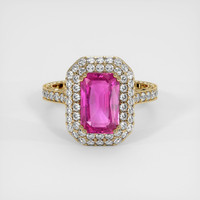 3.48 Ct. Purplish Pink Sapphire Ring, 10K Yellow Gold 1