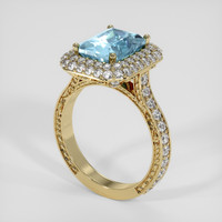 2.71 Ct. Blue Aquamarine Ring, 18K Yellow Gold 2