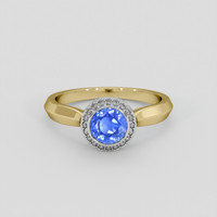 1.00 Ct. Blue Sapphire Ring, 18K White & Yellow 1