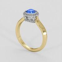 1.00 Ct. Blue Sapphire Ring, 18K White & Yellow 2