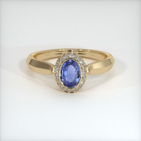 0.75 Ct. Blue Sapphire Ring, 14K Yellow Gold 1