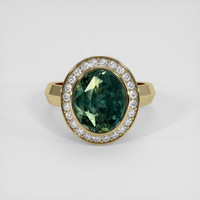7.02 Ct. Bluish Green Sapphire Ring, 14K Yellow Gold 1