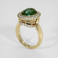 7.02 Ct. Bluish Green Sapphire Ring, 18K Yellow Gold 2