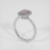 0.80 Ct. Multi Color Opal Ring, 14K White Gold 2