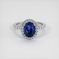 3.01 Ct. Blue Sapphire Ring, 14K White Gold 1