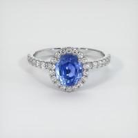 1.63 Ct. Blue Sapphire Ring, 18K White Gold 1