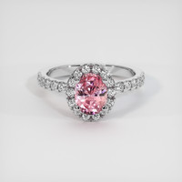 1.11 Ct. Padparadscha Sapphire Ring, 18K White Gold 1