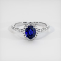 0.98 Ct. Blue Sapphire Ring, 18K White Gold 1