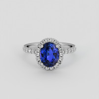 2.01 Ct. Blue Sapphire Ring, 18K White Gold 1