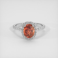 2.58 Ct. Orangish Brown Sapphire Ring, 18K White Gold 1