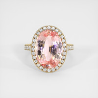 9.05 Ct. Padparadscha Sapphire Ring, 14K Yellow Gold 1