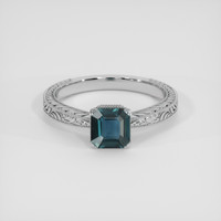 1.12 Ct. Greenish Blue Sapphire Ring, Silver 1