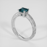 1.12 Ct. Greenish Blue Sapphire Ring, Silver 2