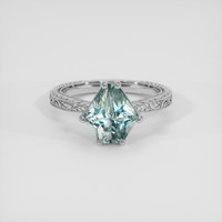 2.44 Ct. Greenish Blue Sapphire Ring, Silver 1