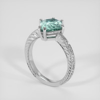 2.44 Ct. Greenish Blue Sapphire Ring, Silver 2