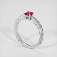 0.49 Ct. Pinkish Red Ruby Ring, 10K White Gold 2