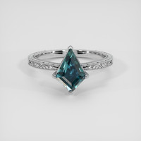 2.11 Ct. Greenish Blue Sapphire Ring, 14K White Gold 1