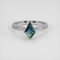 1.57 Ct. Greenish Blue Sapphire Ring, 14K White Gold 1