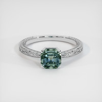 1.75 Ct. Bluish Green Sapphire Ring, 14K White Gold 1