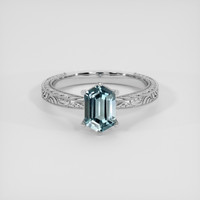 1.26 Ct. Greenish Blue Sapphire Ring, 18K White Gold 1