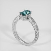 1.26 Ct. Greenish Blue Sapphire Ring, 18K White Gold 2