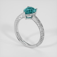 1.72 Ct. Greenish Blue Sapphire Ring, 18K White Gold 2