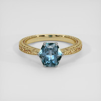 2.63 Ct. Greenish Blue Sapphire Ring, 14K White & Yellow 1