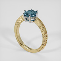 2.63 Ct. Greenish Blue Sapphire Ring, 14K White & Yellow 2