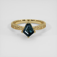 1.13 Ct. Greenish Blue Sapphire Ring, 10K Yellow Gold 1