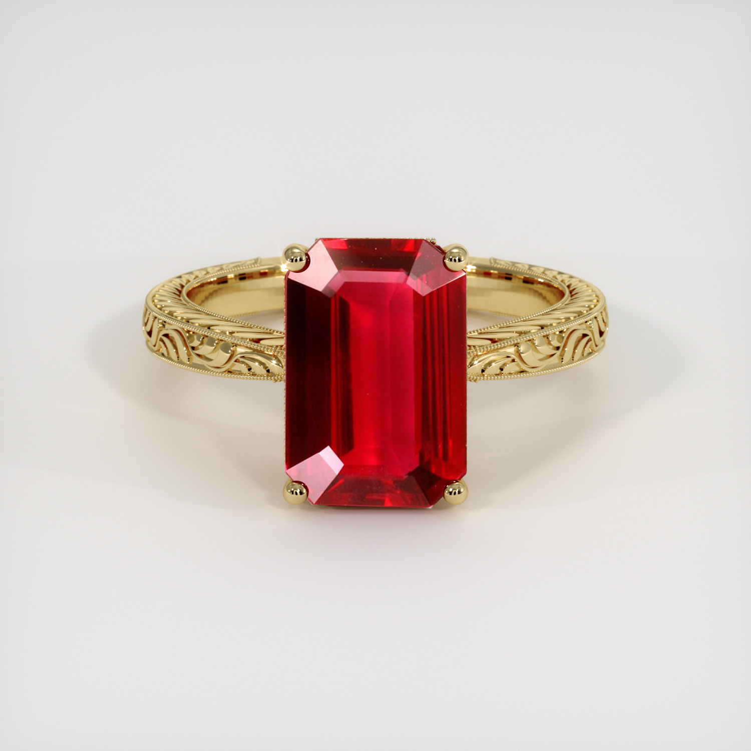 Vintage emerald cut hot sale ruby ring