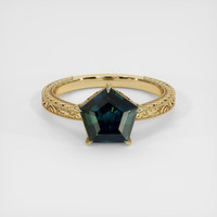 1.66 Ct. Greenish Blue Sapphire Ring, 18K Yellow Gold 1