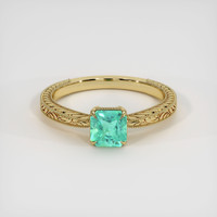 0.72 Ct. Emerald Ring, 18K Yellow Gold 1