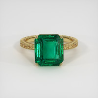 7.02 Ct. Emerald Ring, 18K Yellow Gold 1