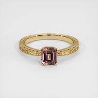 1.09 Ct. Pinkish Brown Sapphire Ring, 18K Yellow Gold 1