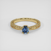 0.82 Ct. Blue Sapphire Ring, 18K Yellow Gold 1