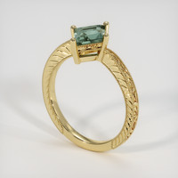 1.16 Ct. Bluish Green Sapphire Ring, 18K Yellow Gold 2