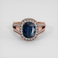 3.16 Ct. Blue Sapphire Ring, 14K Rose Gold 1