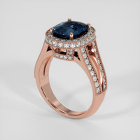 3.16 Ct. Blue Sapphire Ring, 14K Rose Gold 2