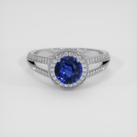 1.07 Ct. Blue Sapphire Ring, 14K White Gold 1